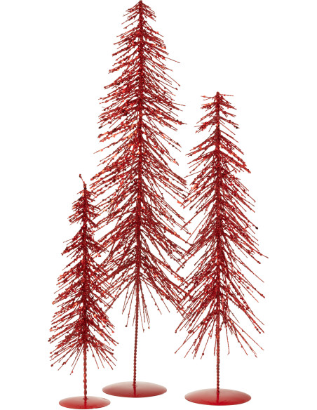 Grand Sapin de Noël déco Hauteur 58 cm en Plastique Rouge Avec paillettes Cekin - 3