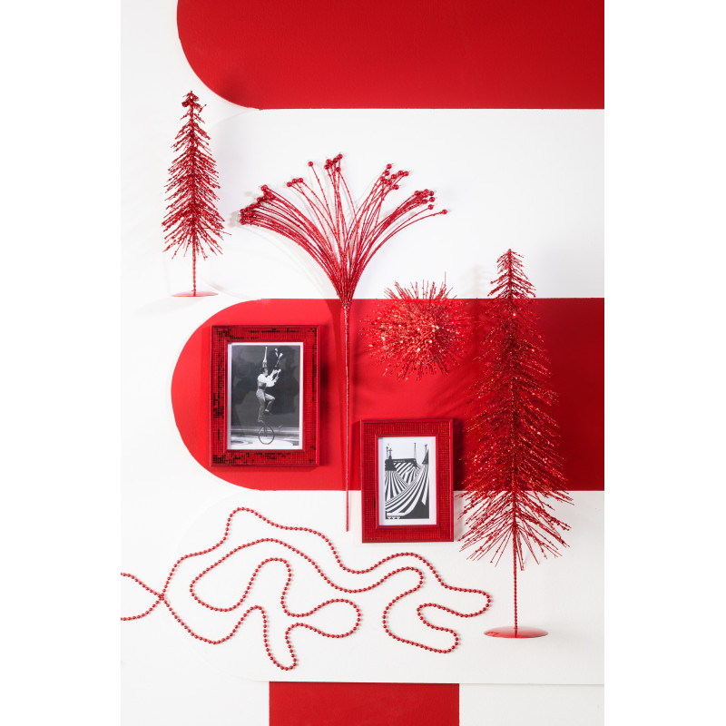 Grand Sapin de Noël déco Hauteur 58 cm en Plastique Rouge Avec paillettes Cekin - 4