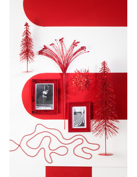 Grand Sapin de Noël déco Hauteur 58 cm en Plastique Rouge Avec paillettes Cekin - 4