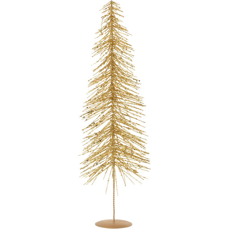 Grand Sapin de Noël déco Hauteur 58 cm en Plastique Doré Avec paillettes Cekin - 1