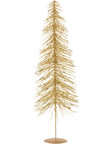 Grand Sapin de Noël déco Hauteur 58 cm en Plastique Doré Avec paillettes Cekin - 1