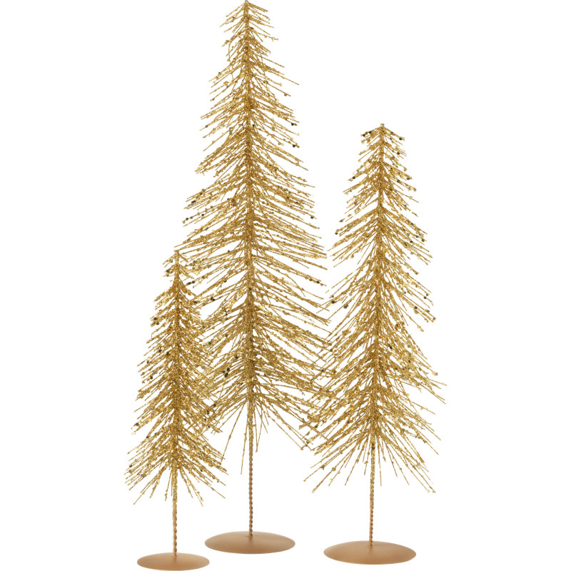 Grand Sapin de Noël déco Hauteur 58 cm en Plastique Doré Avec paillettes Cekin - 3