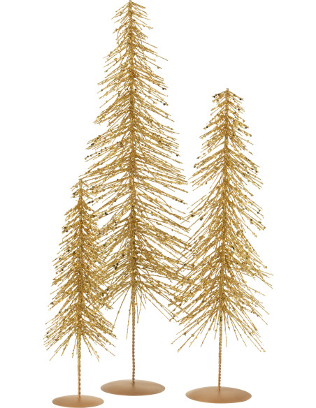 Grand Sapin de Noël déco Hauteur 58 cm en Plastique Doré Avec paillettes Cekin - 3