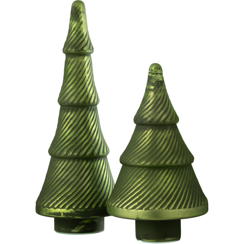 Grand Sapin de Noël déco Hauteur 41 cm en Verre Vert Oxydé Obscyra - 2