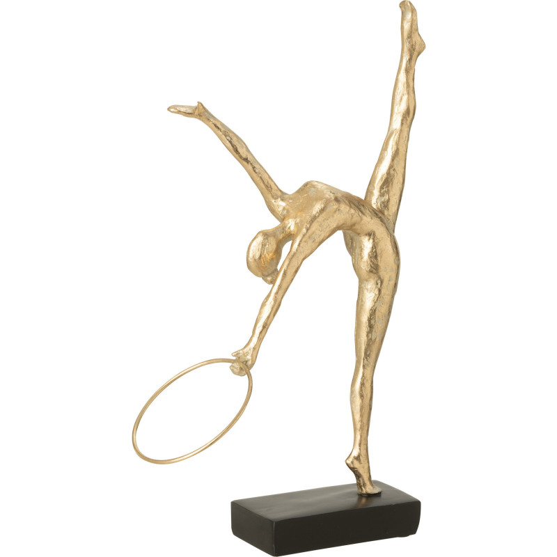 Statuette déco moderne Gymnaste Cerceau Hauteur 35 cm en Résine Doré Noir Olympa - 1