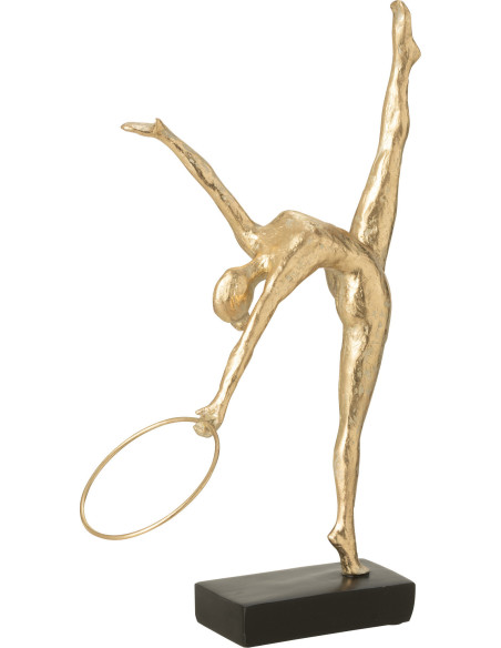 Statuette déco moderne Gymnaste Cerceau Hauteur 35 cm en Résine Doré Noir Olympa - 1