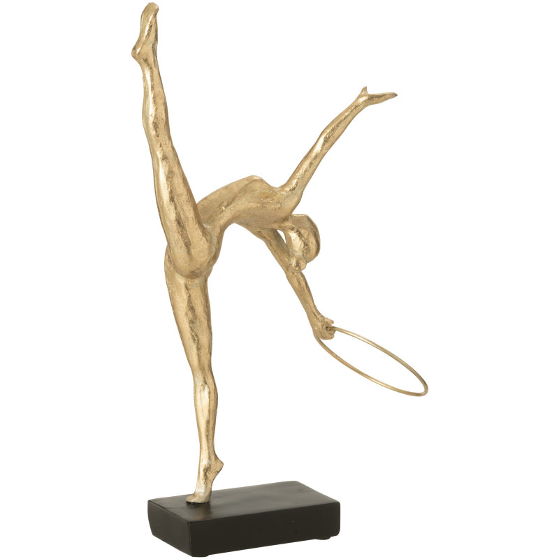 Statuette déco moderne Gymnaste Cerceau Hauteur 35 cm en Résine Doré Noir Olympa - 2