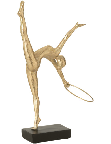 Statuette déco moderne Gymnaste Cerceau Hauteur 35 cm en Résine Doré Noir Olympa - 2
