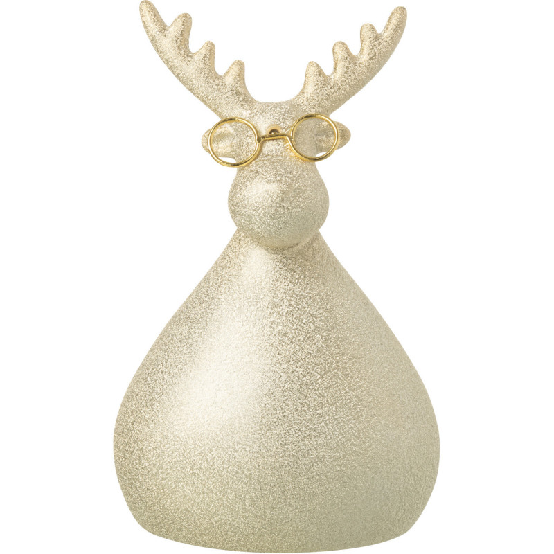 Statuette déco moderne Renne Hauteur 17 cm en Porcelaine Doré Reindyo - 1
