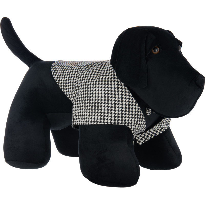Cale porte géant Chien chic 70 cm en Tissu Noir Blanc Motif pied de poule Tesspaw - 1