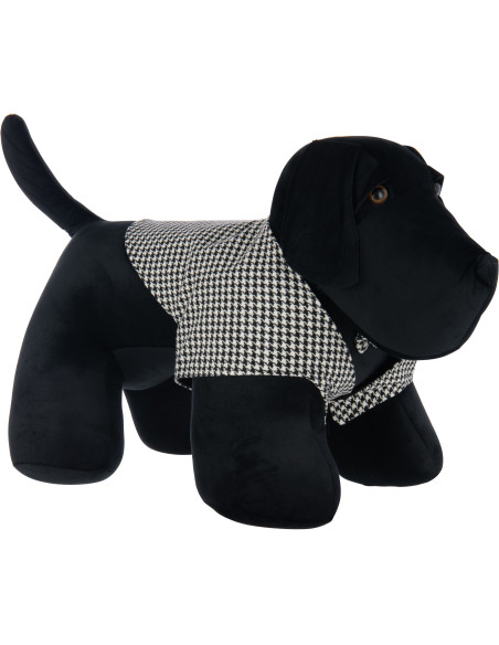 Cale porte géant Chien chic 70 cm en Tissu Noir Blanc Motif pied de poule Tesspaw - 1