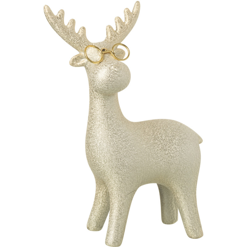 Statuette déco moderne Renne Hauteur 20 cm en Porcelaine Doré Reindyo - 1