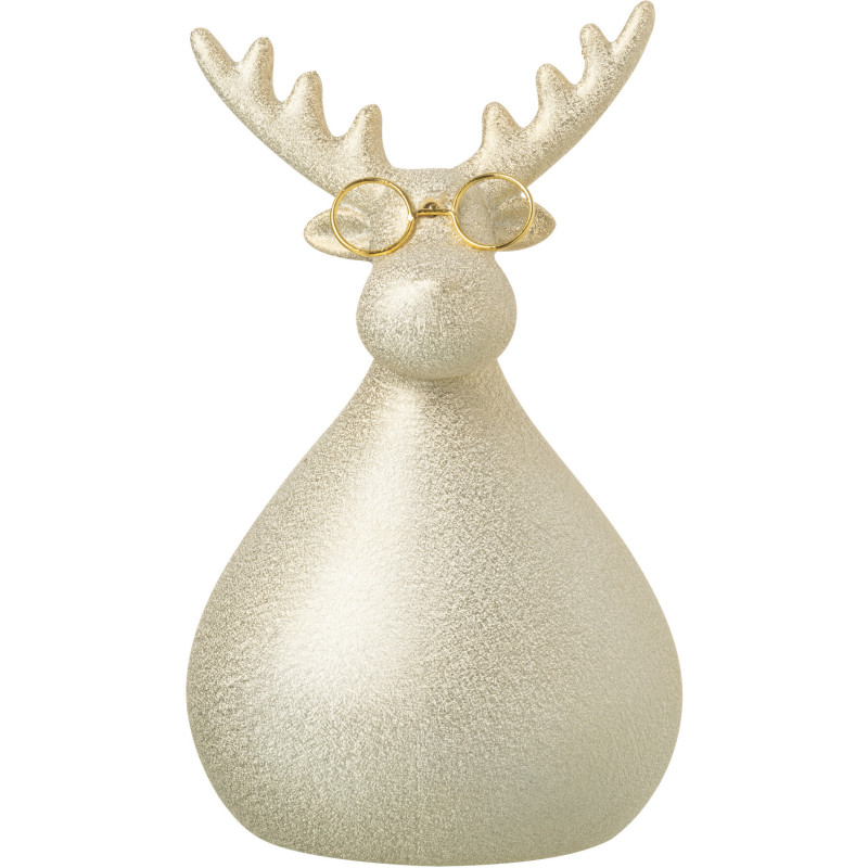 Statuette déco moderne Renne Hauteur 21 cm en Porcelaine Doré Reindyo - 1