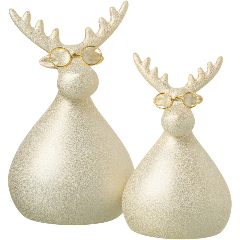 Statuette déco moderne Renne Hauteur 21 cm en Porcelaine Doré Reindyo - 2