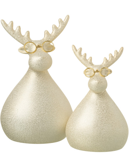 Statuette déco moderne Renne Hauteur 21 cm en Porcelaine Doré Reindyo - 2