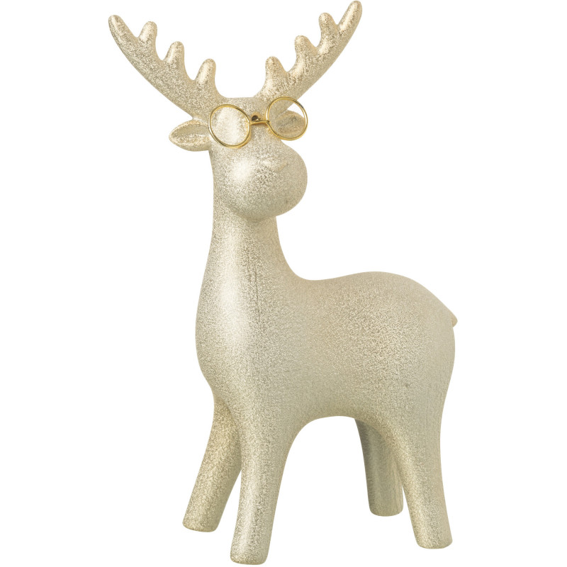 Statuette déco moderne Renne Hauteur 25 cm en Porcelaine Doré Reindyo - 1