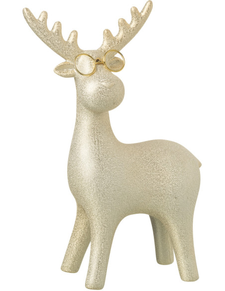 Statuette déco moderne Renne Hauteur 25 cm en Porcelaine Doré Reindyo - 1