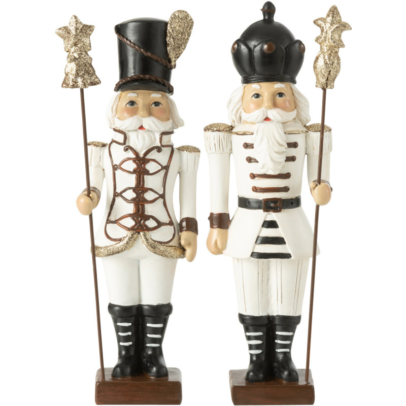 Statuettes de Noël Casse Noisette Hauteur 23 cm en Résine Blanc Noir Nutsold (Lot de 2) - 1