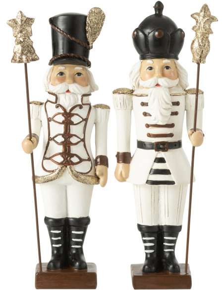 Statuettes de Noël Casse Noisette Hauteur 23 cm en Résine Blanc Noir Nutsold (Lot de 2) - 1