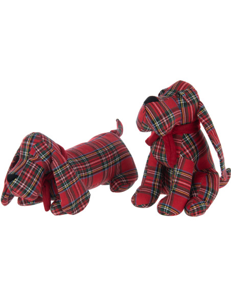 Cale porte original écossais Chien Hauteur 30 cm en Tissu Rouge Vert Motif carreaux Dogglish (Lot de 2) - 1