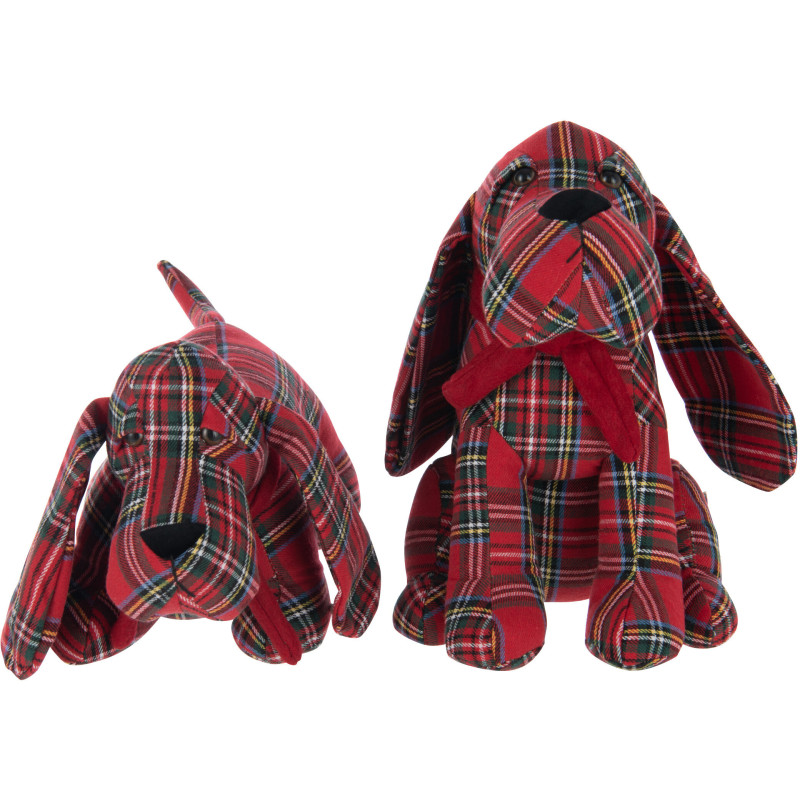 Cale porte original écossais Chien Hauteur 30 cm en Tissu Rouge Vert Motif carreaux Dogglish (Lot de 2) - 3