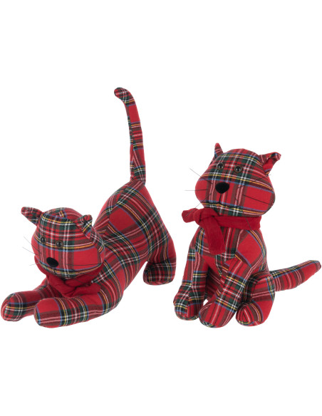 Cale porte original écossais Chat Hauteur 30 cm en Tissu Rouge Vert Motif carreaux Cattiss (Lot de 2) - 1