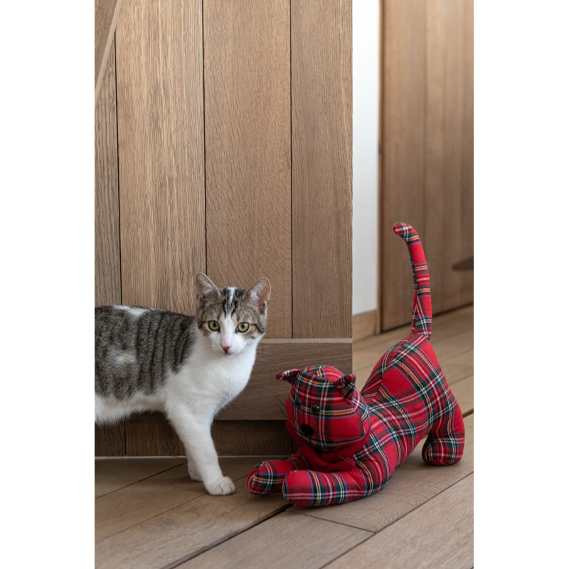 Cale porte original écossais Chat Hauteur 30 cm en Tissu Rouge Vert Motif carreaux Cattiss (Lot de 2) - 2