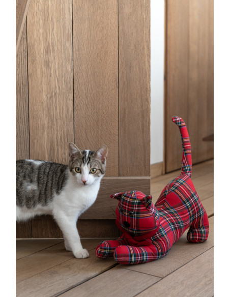 Cale porte original écossais Chat Hauteur 30 cm en Tissu Rouge Vert Motif carreaux Cattiss (Lot de 2) - 2