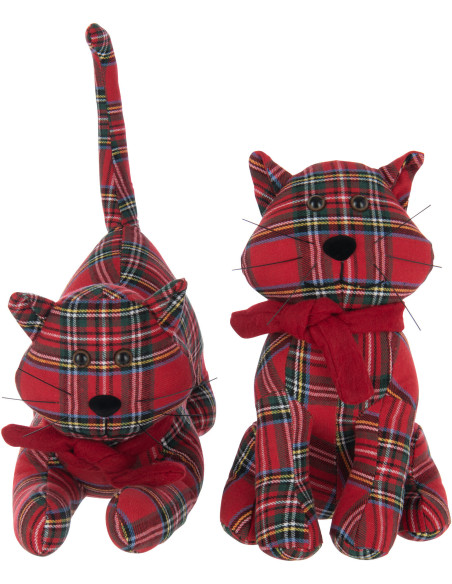 Cale porte original écossais Chat Hauteur 30 cm en Tissu Rouge Vert Motif carreaux Cattiss (Lot de 2) - 3