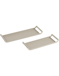 Plateau de service moderne Rectangulaire en Métal Gris Ilinio (Lot de 2) - 1