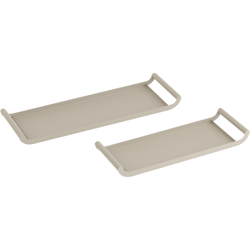 Plateau de service moderne Rectangulaire en Métal Gris Ilinio (Lot de 2) - 1