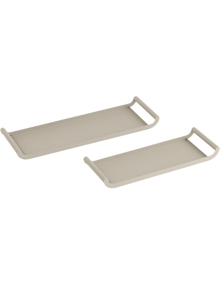Plateau de service moderne Rectangulaire en Métal Gris Ilinio (Lot de 2) - 1