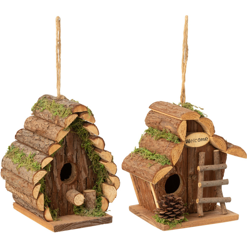 Nichoirs Oiseaux Cabanes Hauteur 17 cm en Bois de sapin Naturel Birdome (Lot de 2) - 1