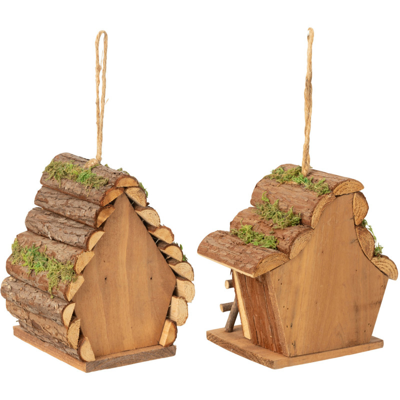 Nichoirs Oiseaux Cabanes Hauteur 17 cm en Bois de sapin Naturel Birdome (Lot de 2) - 2