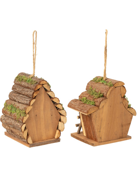 Nichoirs Oiseaux Cabanes Hauteur 17 cm en Bois de sapin Naturel Birdome (Lot de 2) - 2