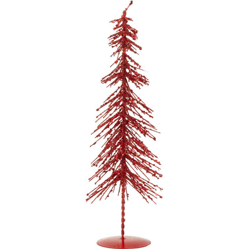 Sapin de Noël déco Hauteur 32 cm en Plastique Rouge Avec paillettes Cekin - 1