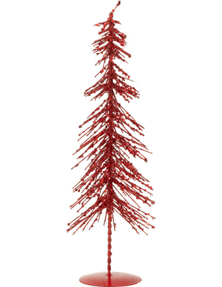 Sapin de Noël déco Hauteur 32 cm en Plastique Rouge Avec paillettes Cekin - 1