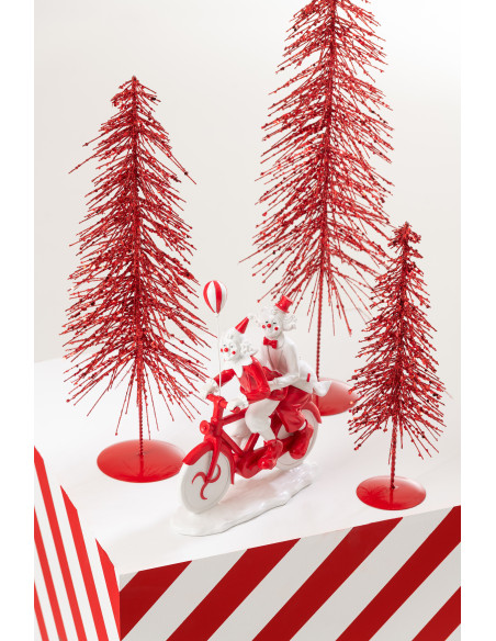 Sapin de Noël déco Hauteur 32 cm en Plastique Rouge Avec paillettes Cekin - 2