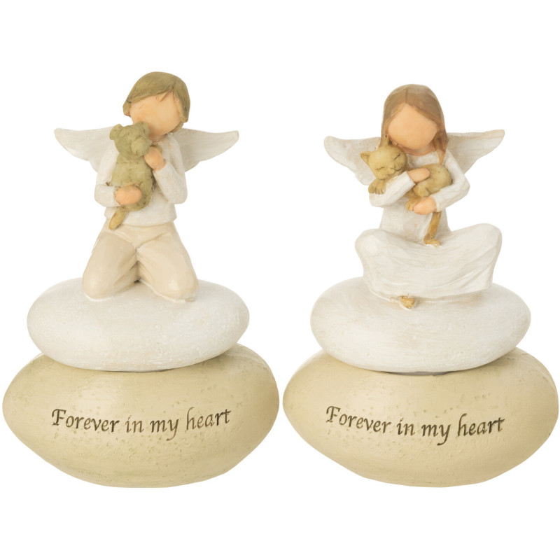 Bougeoirs déco Enfants Anges en Résine Beige Blanc Angyl (Lot de 2) - 1