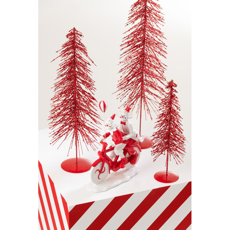 Sapin de Noël déco Hauteur 45 cm en Plastique Rouge Avec paillettes Cekin - 2