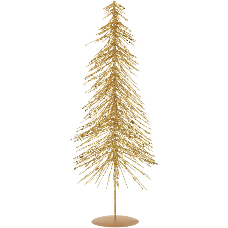 Sapin de Noël déco Hauteur 45 cm en Plastique Doré Avec paillettes Cekin - 1