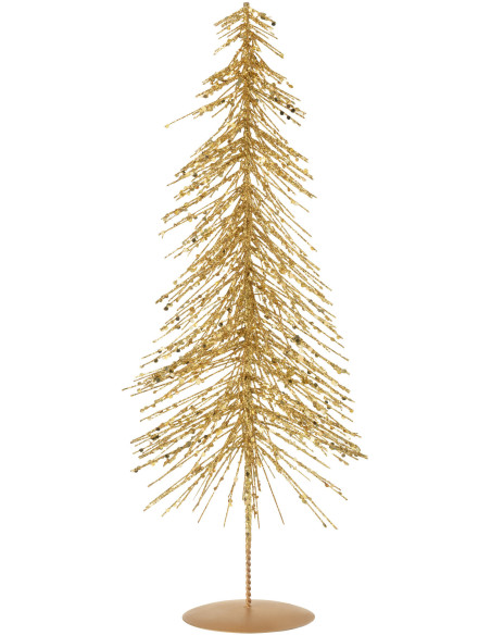 Sapin de Noël déco Hauteur 45 cm en Plastique Doré Avec paillettes Cekin - 1