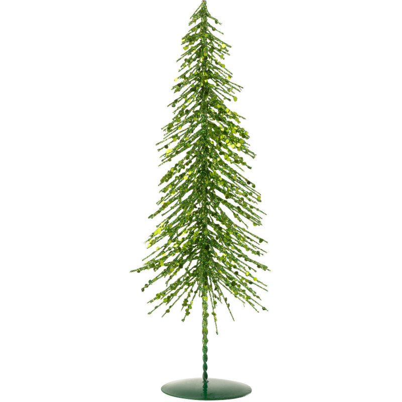 Sapin de Noël déco Hauteur 32 cm en Plastique Vert foncé Avec paillettes Cekin - 1