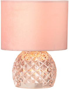 Lampe à poser moderne chic sans fil Hauteur 23 cm en Verre Tissu Rose clair Chikita - 1