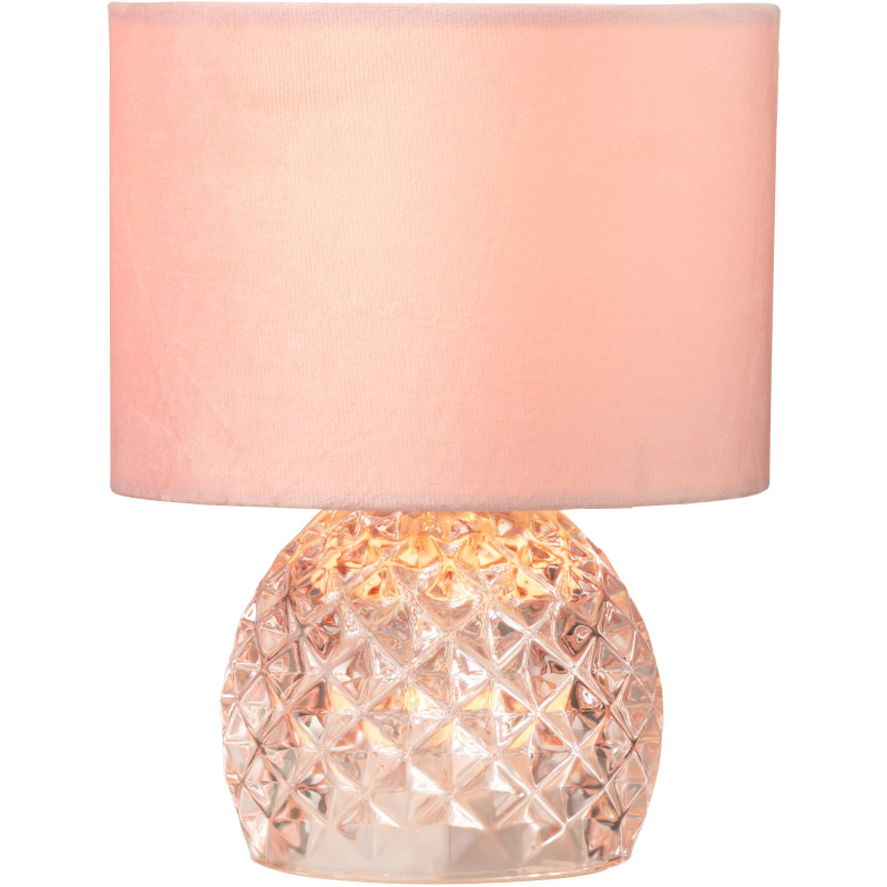 Lampe à poser moderne chic sans fil Hauteur 23 cm en Verre Tissu Rose clair Chikita - 1