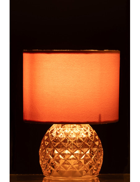 Lampe à poser moderne chic sans fil Hauteur 23 cm en Verre Tissu Rose clair Chikita - 3