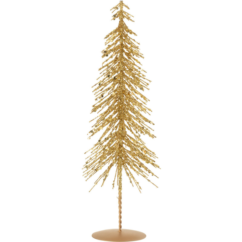 Sapin de Noël déco Hauteur 32 cm en Plastique Doré Avec paillettes Cekin - 1