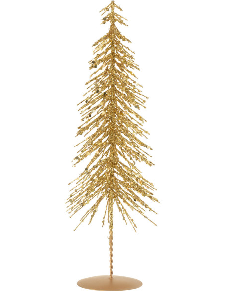 Sapin de Noël déco Hauteur 32 cm en Plastique Doré Avec paillettes Cekin - 1