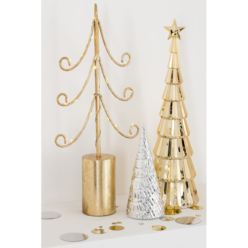 Sapin de Noël déco design lumineux Hauteur 42 cm en Métal Doré Treesmas - 2