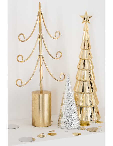 Sapin de Noël déco design lumineux Hauteur 42 cm en Métal Doré Treesmas - 2